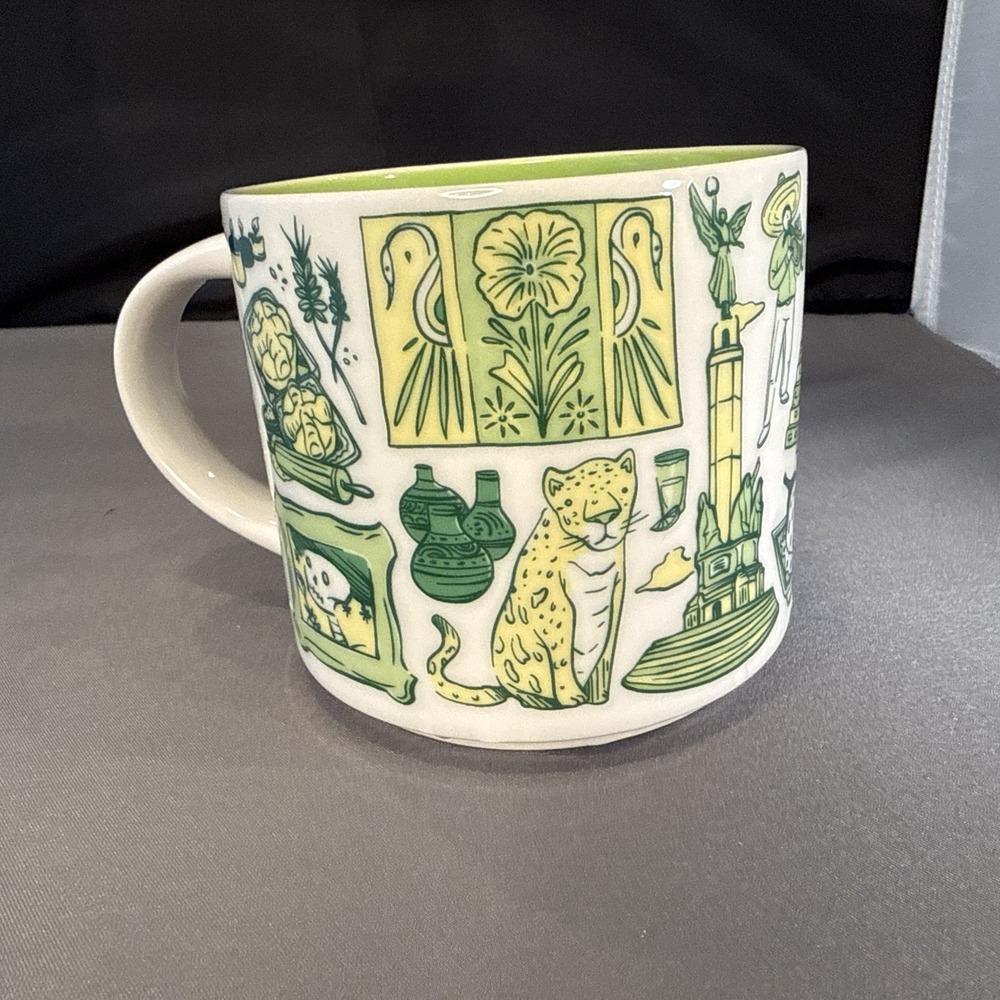 NWT Starbucks Been There Series Mexico Green 14oz Collectible Coffee Mug Cup